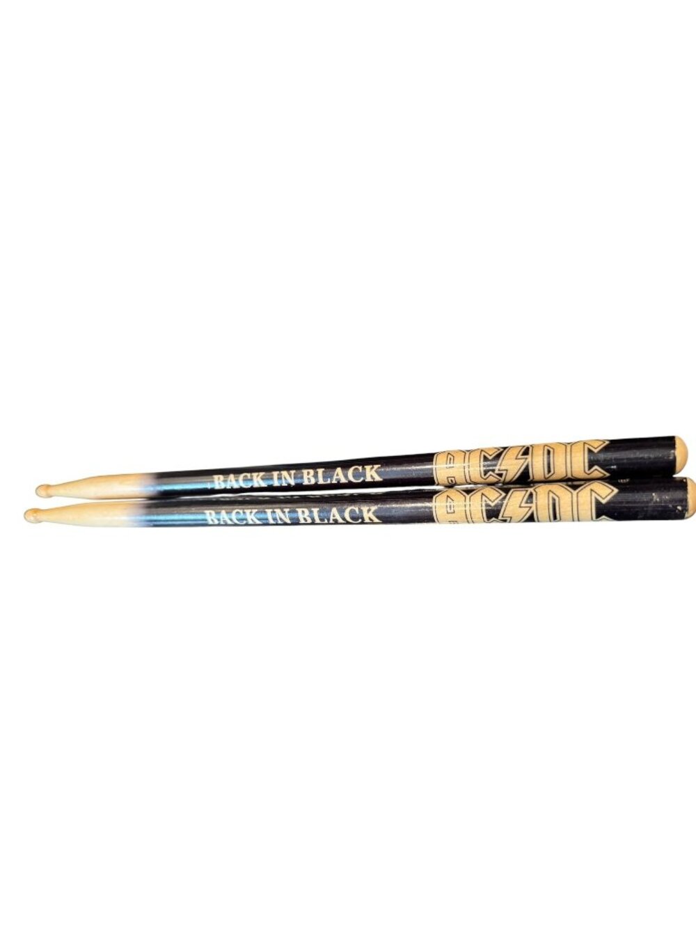 2008 AC/DC Back In Black Drumsticks Black & Natural Wood Design 16" Length Limit